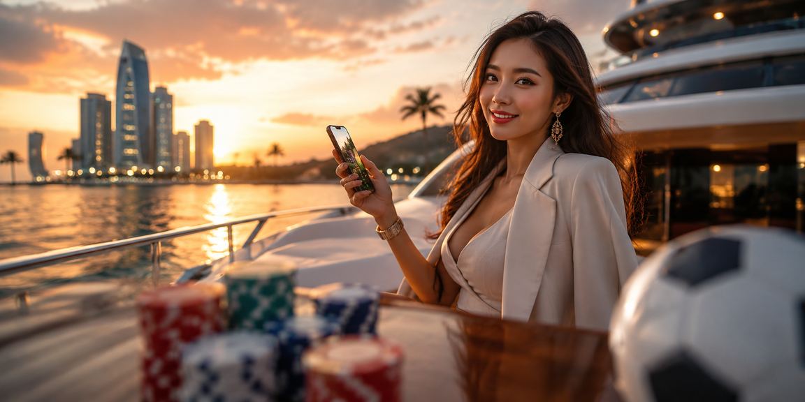 Người chơi theo dõi kết quả cá cược bóng đá tại bãi biển Phú Quốc qua điện thoại